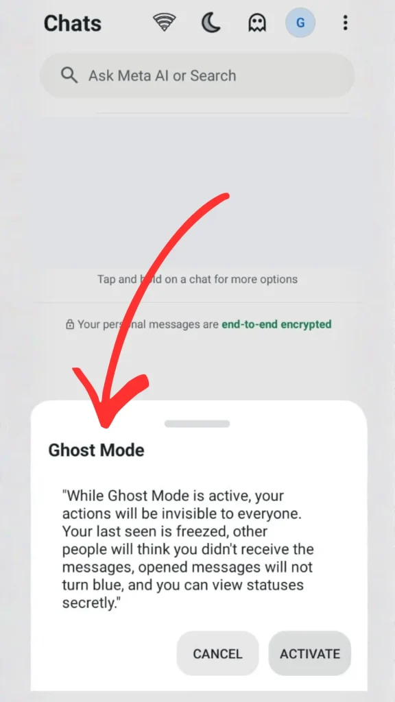 GBWhatsapp Modo Fantasma